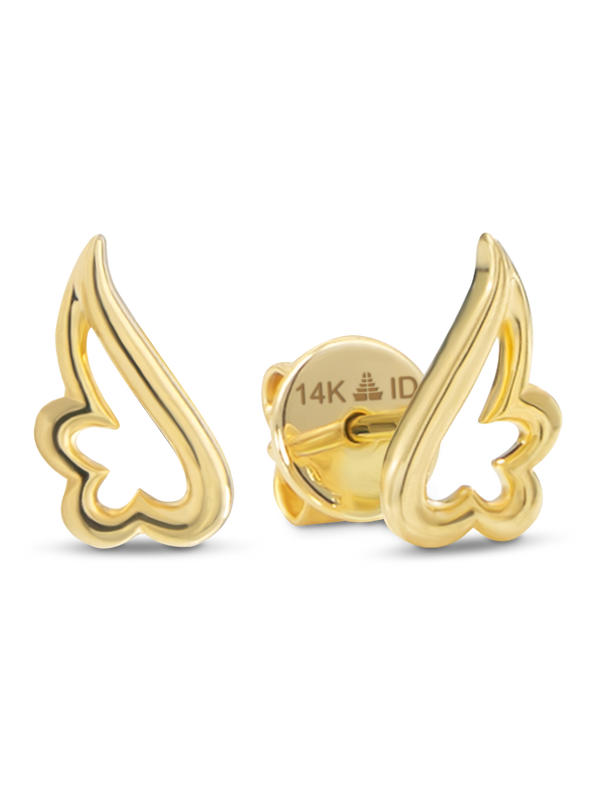 DEVATA Gold Angel Wings 9x5mm Stud Earrings