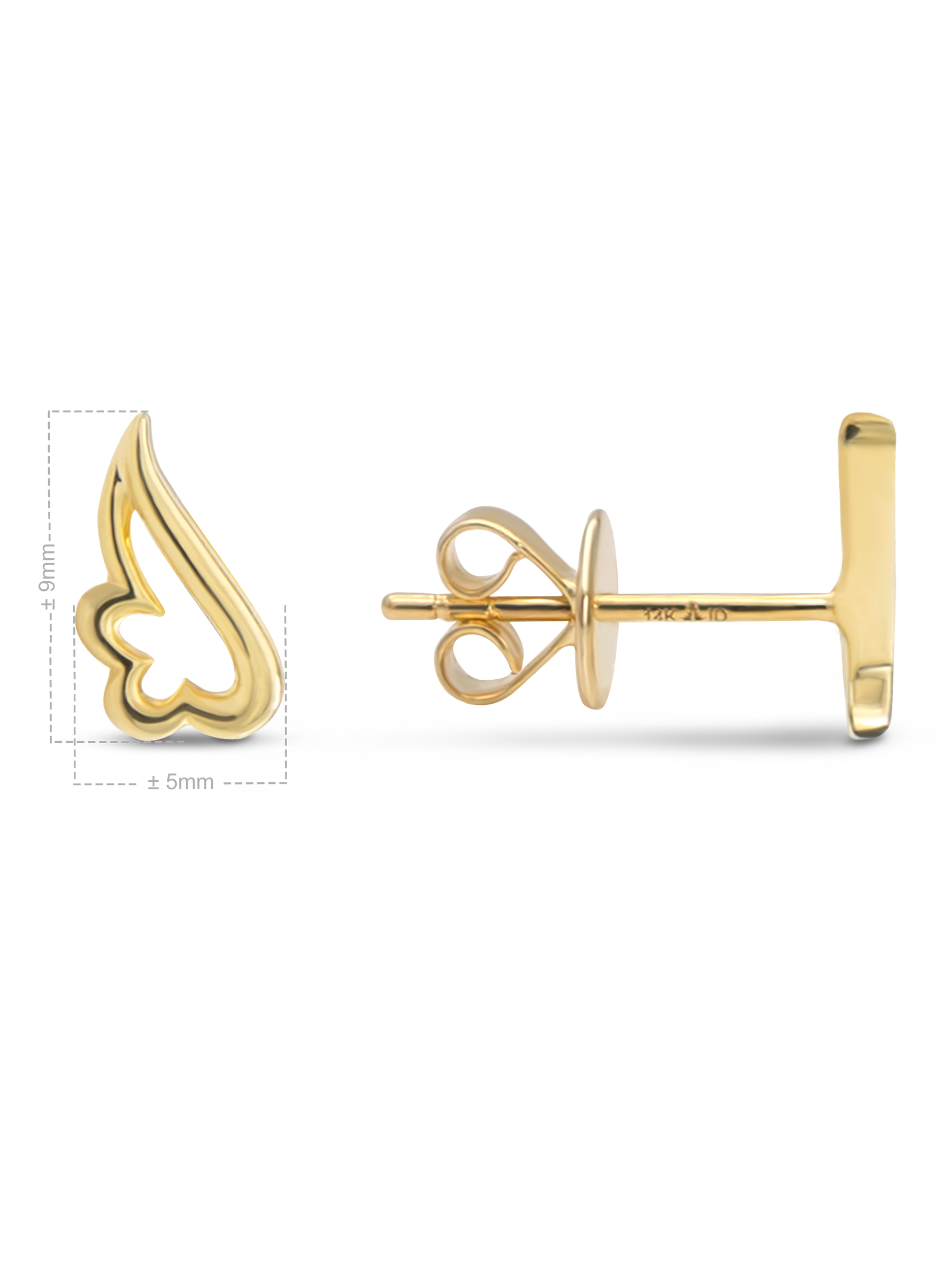 DEVATA Gold Angel Wings 9x5mm Stud Earrings