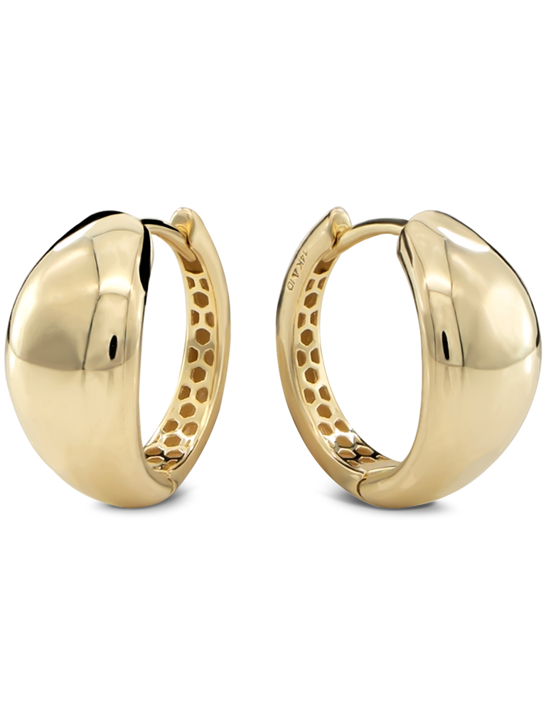 14K Gold Dome Hoop Earrings