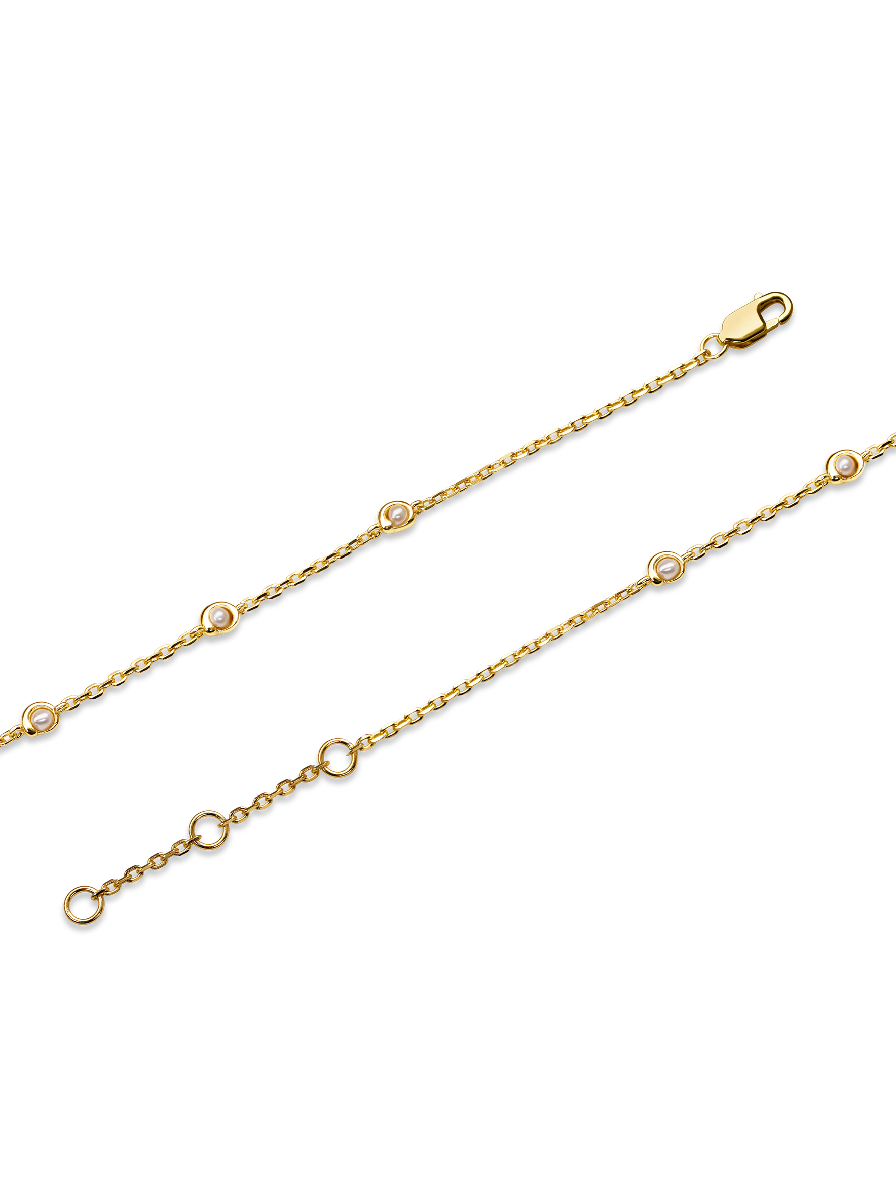 DEVATA Freshwater Pearl Chain Bracelet in Gold Plated Sterling Silver