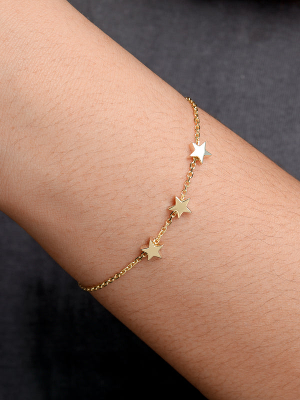 14K Gold Star Chain Bracelet