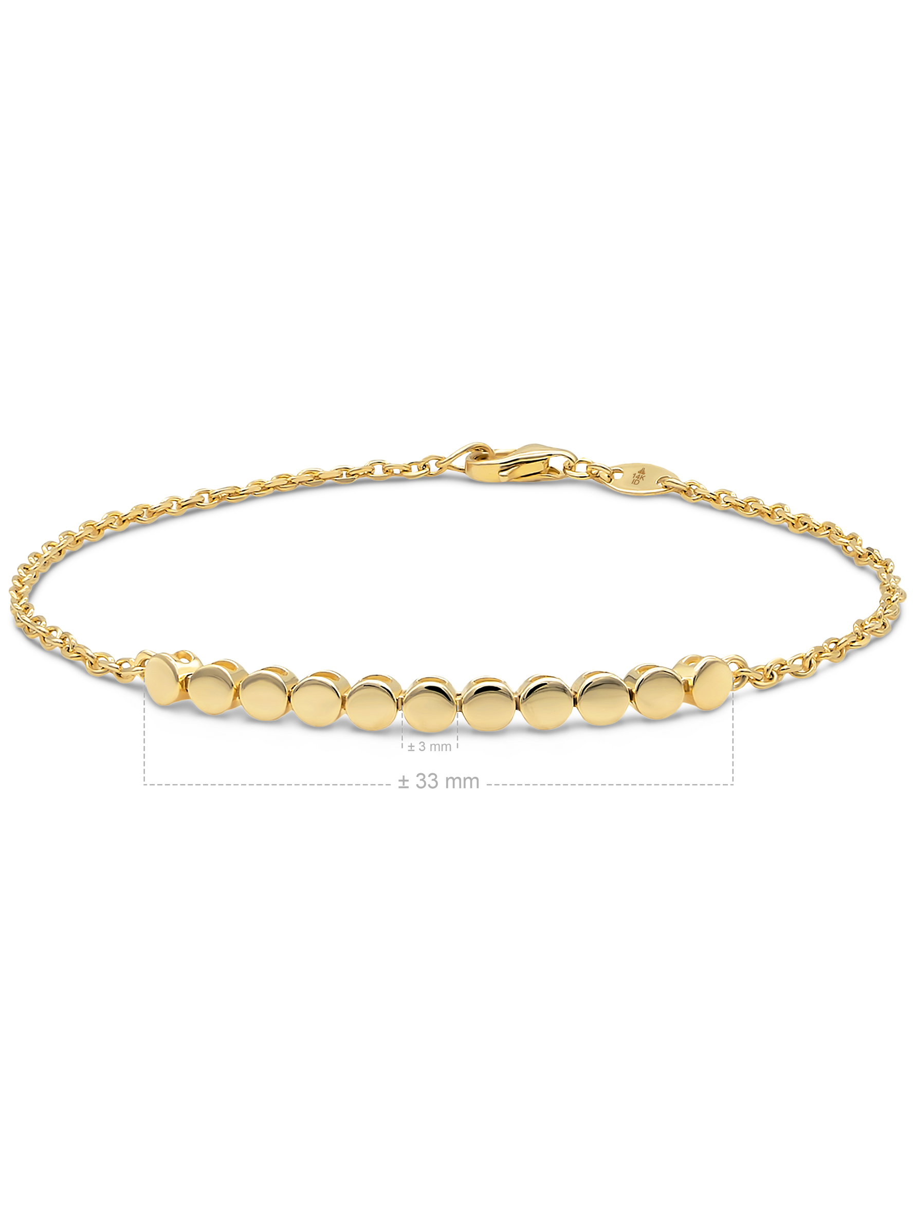 14K Gold Round Link Chain Bracelet