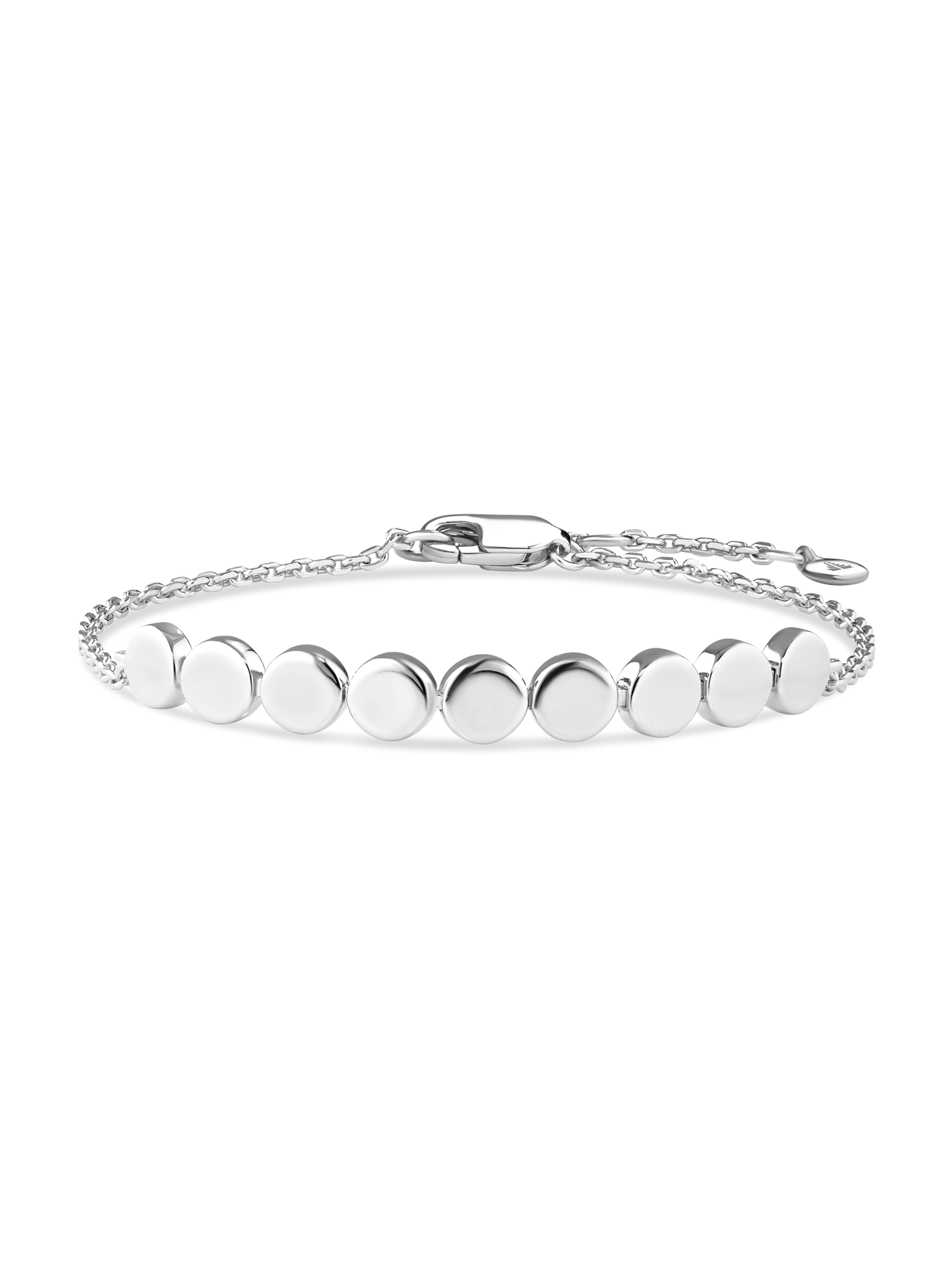 Round Link Chain Bracelet in Rhodium Plated Sterling Silver 