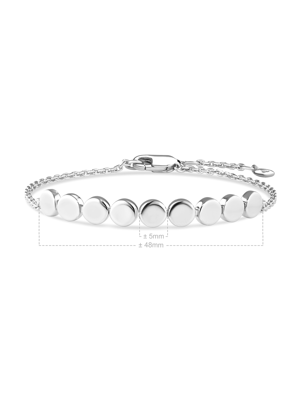 Round Link Chain Bracelet in Rhodium Plated Sterling Silver 