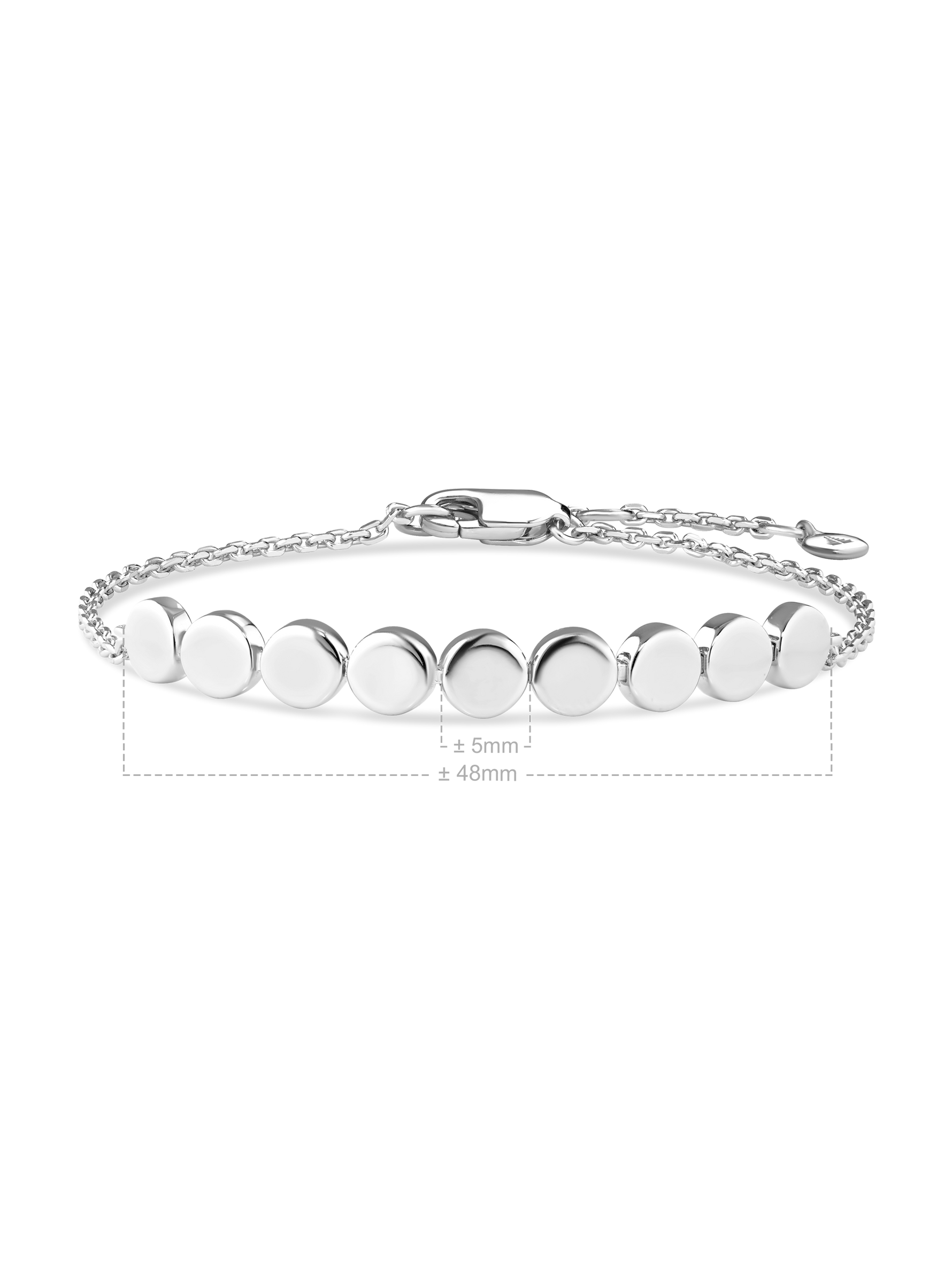 Round Link Chain Bracelet in Rhodium Plated Sterling Silver 