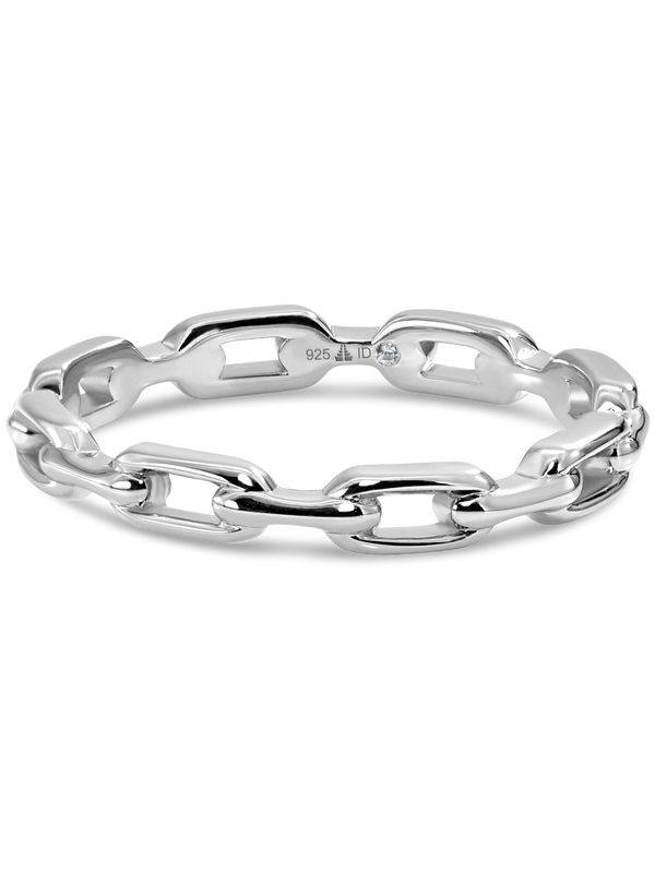 DEVATA Cable Link Ring Rhodium Plated Sterling Silver  