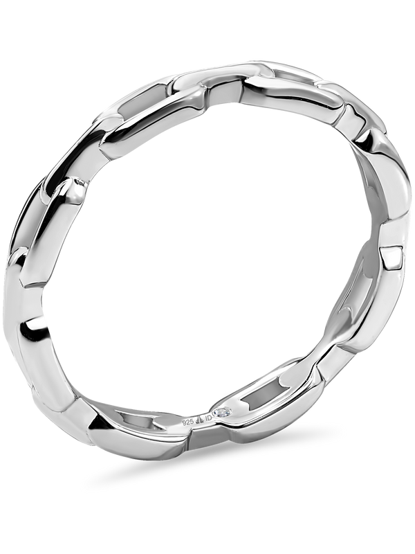 DEVATA Cable Link Ring Rhodium Plated Sterling Silver  