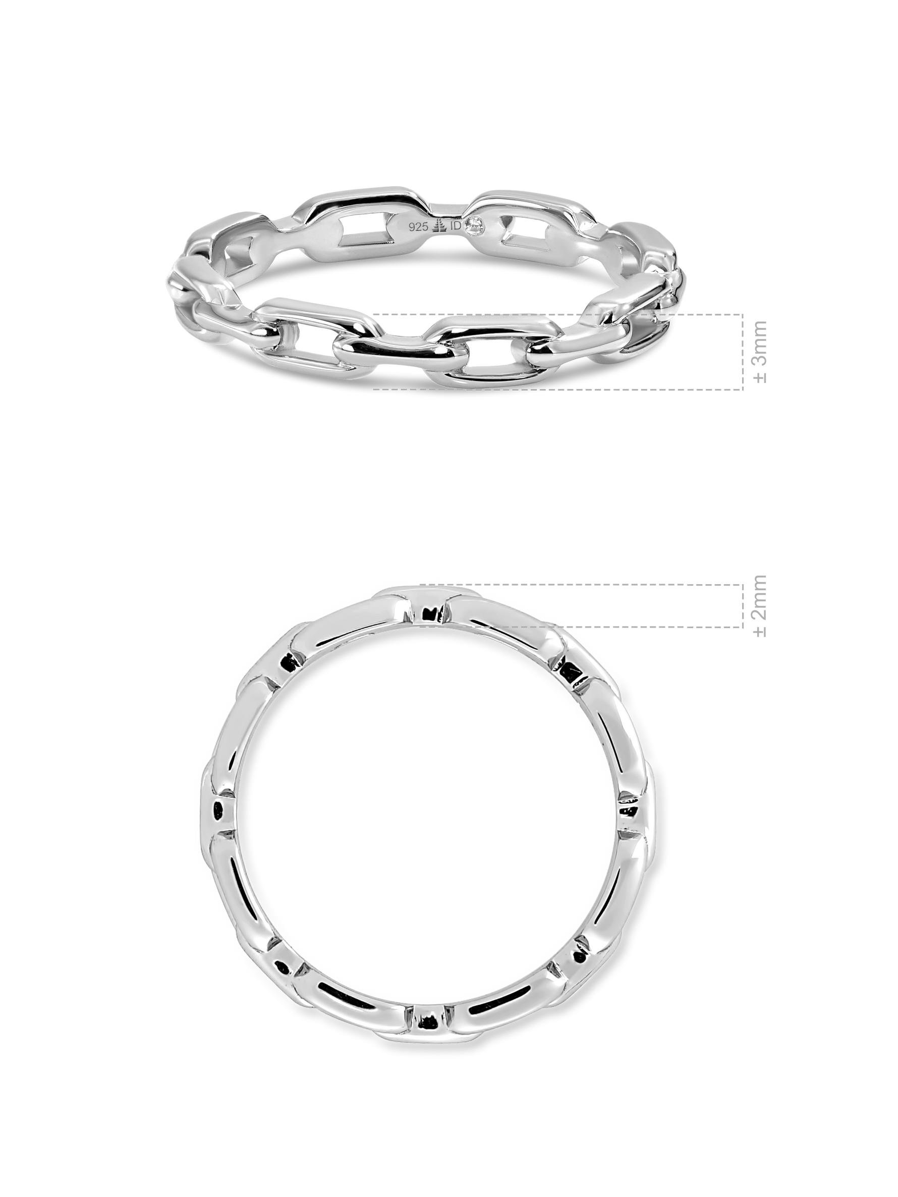 DEVATA Cable Link Ring Rhodium Plated Sterling Silver  