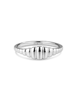 DEVATA Ribbed Ring in Rhodium Plated Sterling Silver