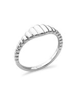 DEVATA Ribbed Ring in Rhodium Plated Sterling Silver