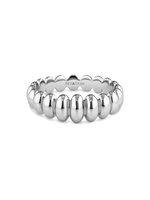 DEVATA Puffy Ribbed Ring in Rhodium Plated Sterling Silver