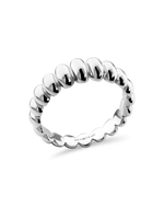 DEVATA Puffy Ribbed Ring in Rhodium Plated Sterling Silver