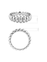 DEVATA Puffy Ribbed Ring in Rhodium Plated Sterling Silver