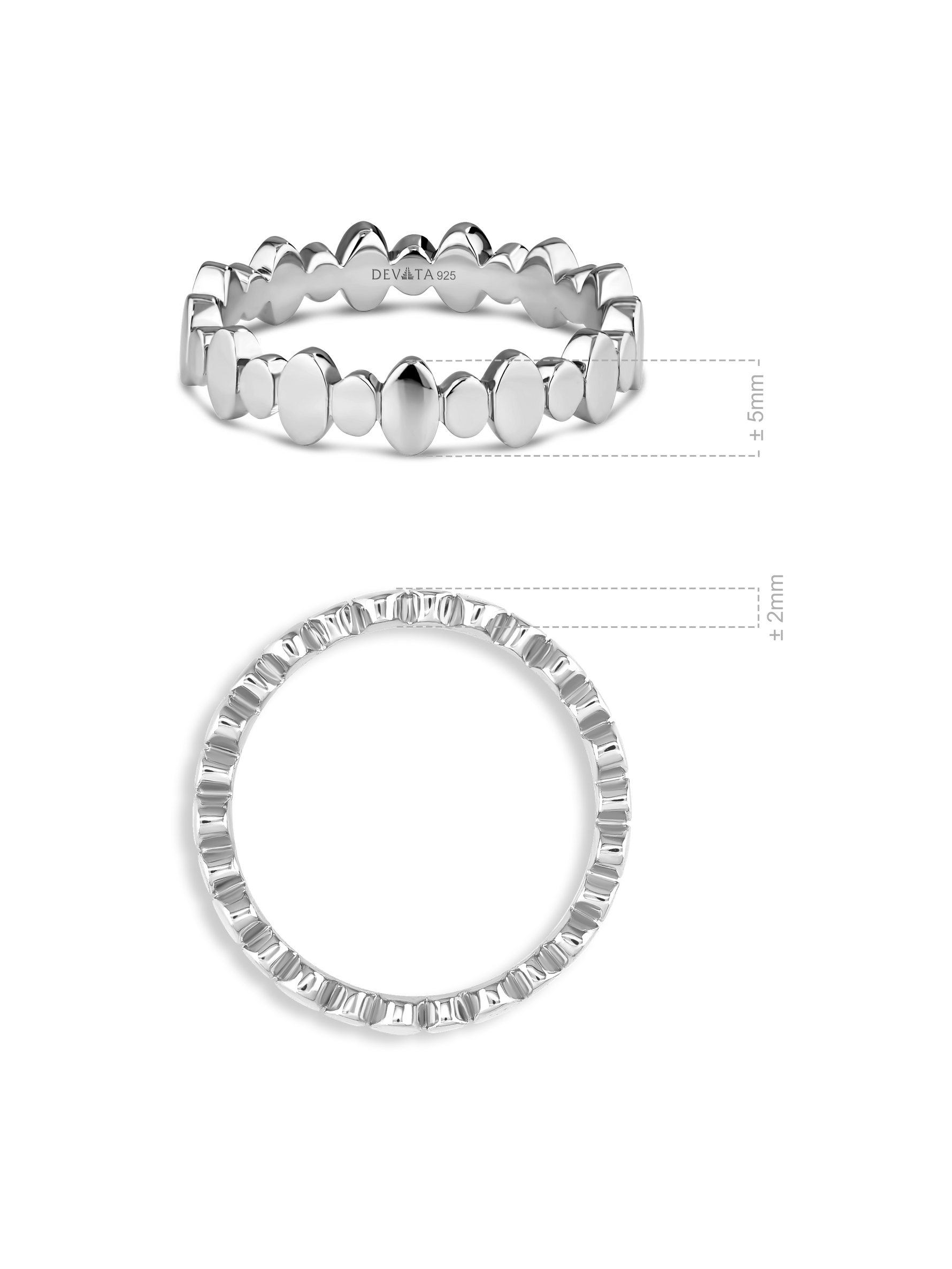 DEVATA Oval Link Ring in Rhodium Plated Sterling Silver