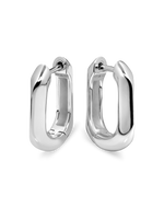 DEVATA Beveled Hoop Earrings in Rhodium Plated Sterling Silver