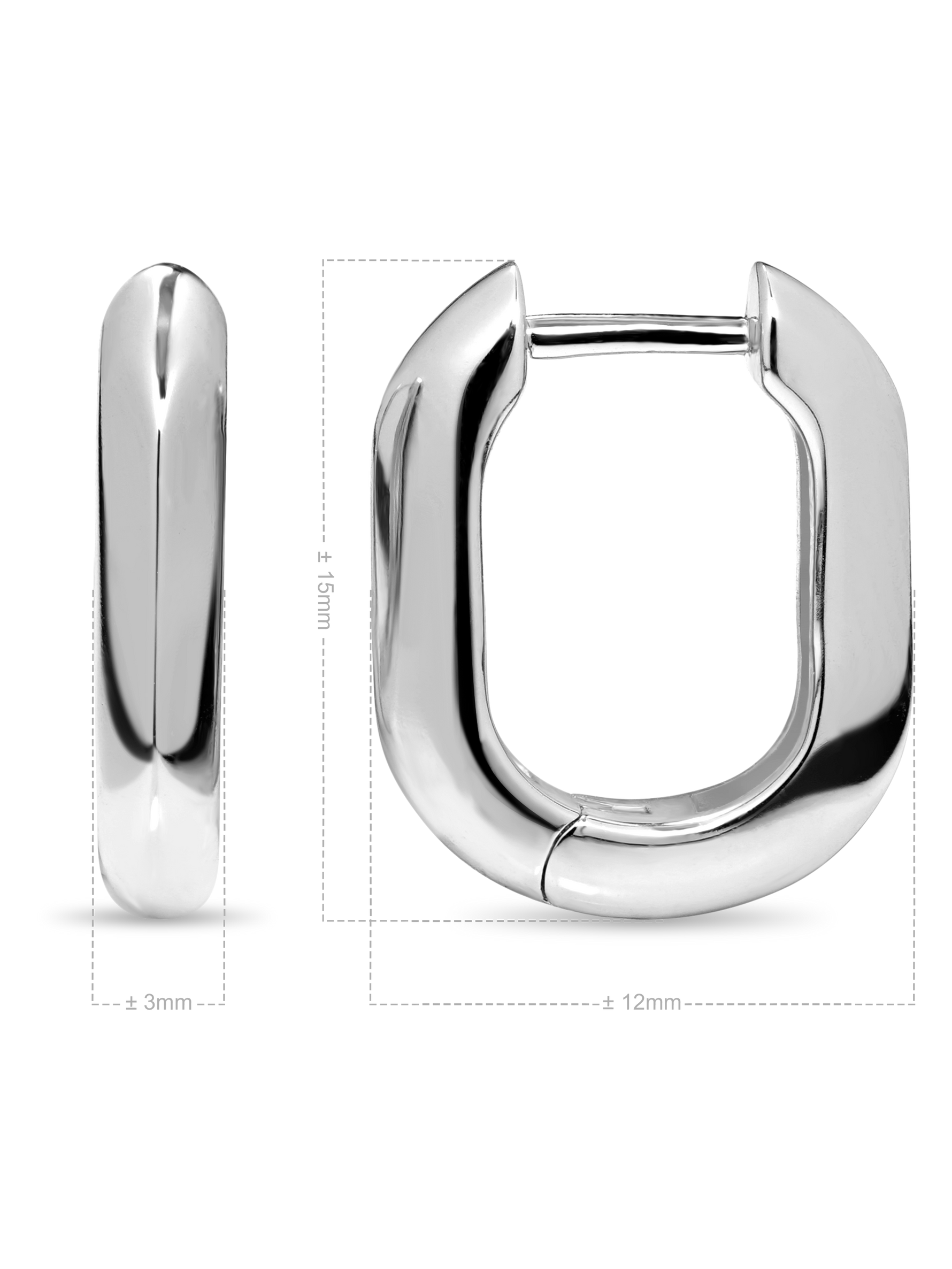 DEVATA Beveled Hoop Earrings in Rhodium Plated Sterling Silver