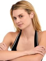 DEVATA Beveled Hoop Earrings in Rhodium Plated Sterling Silver