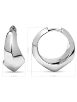 DEVATA Beveled Curve Hoop Earrings in Rhodium Plated Sterling Silver