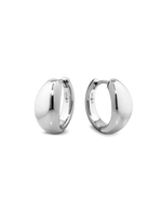 DEVATA Dome Hoop Earrings in Rhodium Plated Sterling Silver