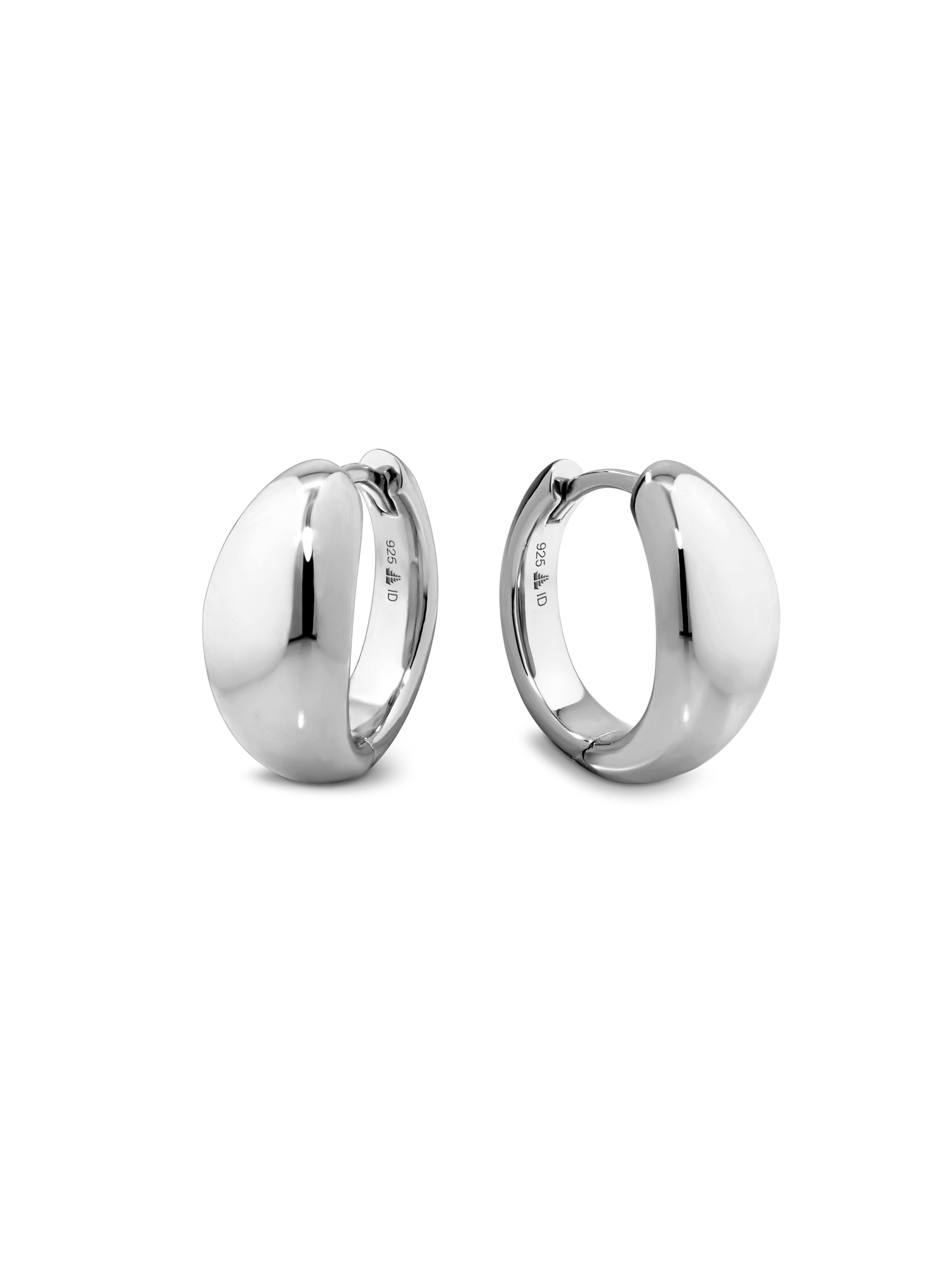 DEVATA Dome Hoop Earrings in Rhodium Plated Sterling Silver