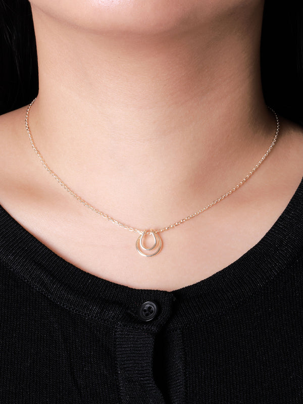 14K Gold Loop Pendant Chain Necklace