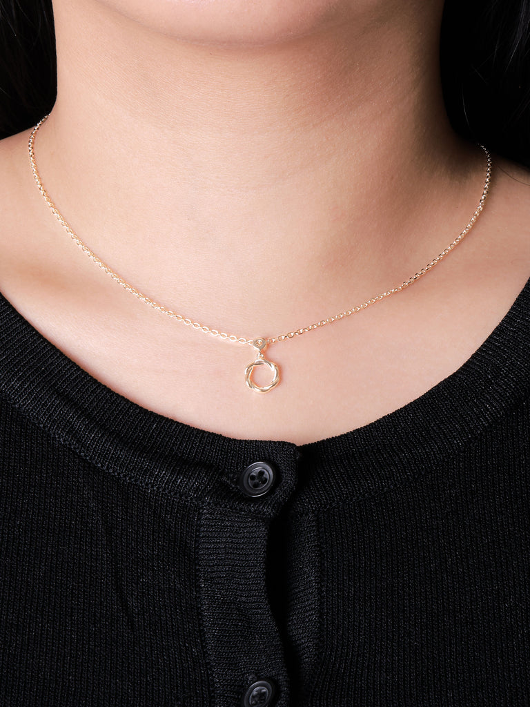 14K Gold Eternity Pendant Chain Necklace