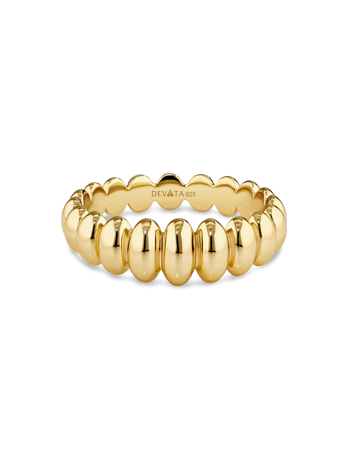 DEVATA Puffy Ribbed Ring in Gold Plated Sterling Silver
