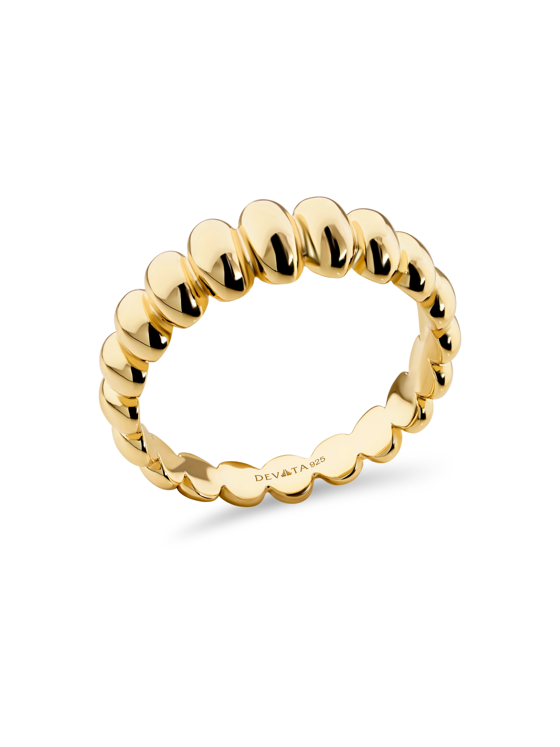 DEVATA Puffy Ribbed Ring in Gold Plated Sterling Silver