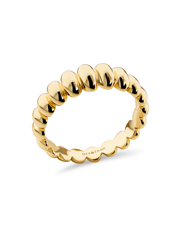 Gold Plated Sterling Silver Puffy Ribbed Ring