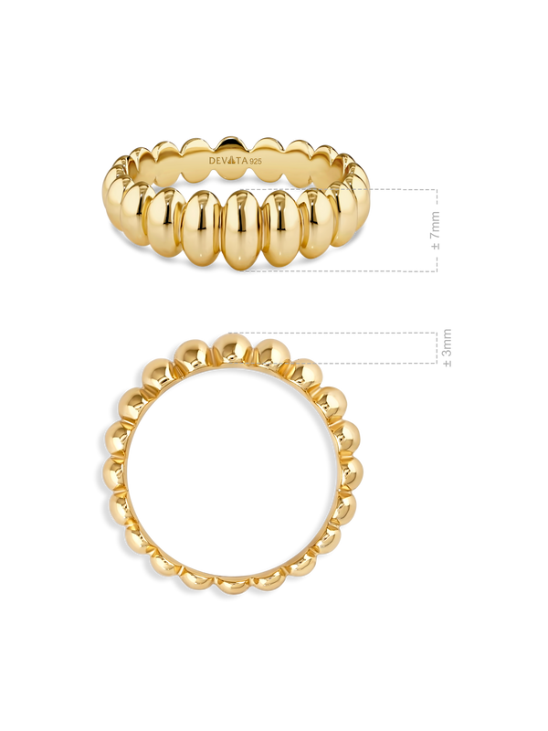 Gold Plated Sterling Silver Puffy Ribbed Ring
