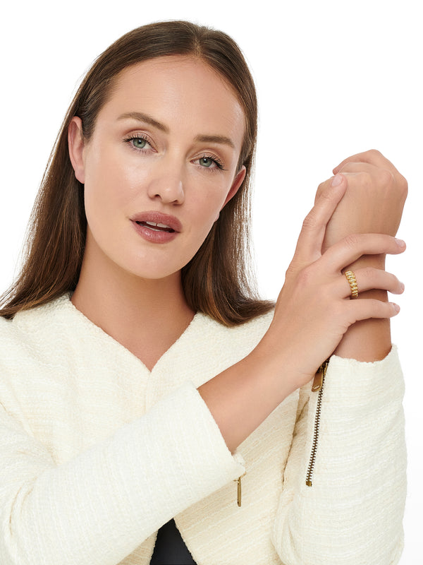 Gold Plated Sterling Silver Puffy Ribbed Ring