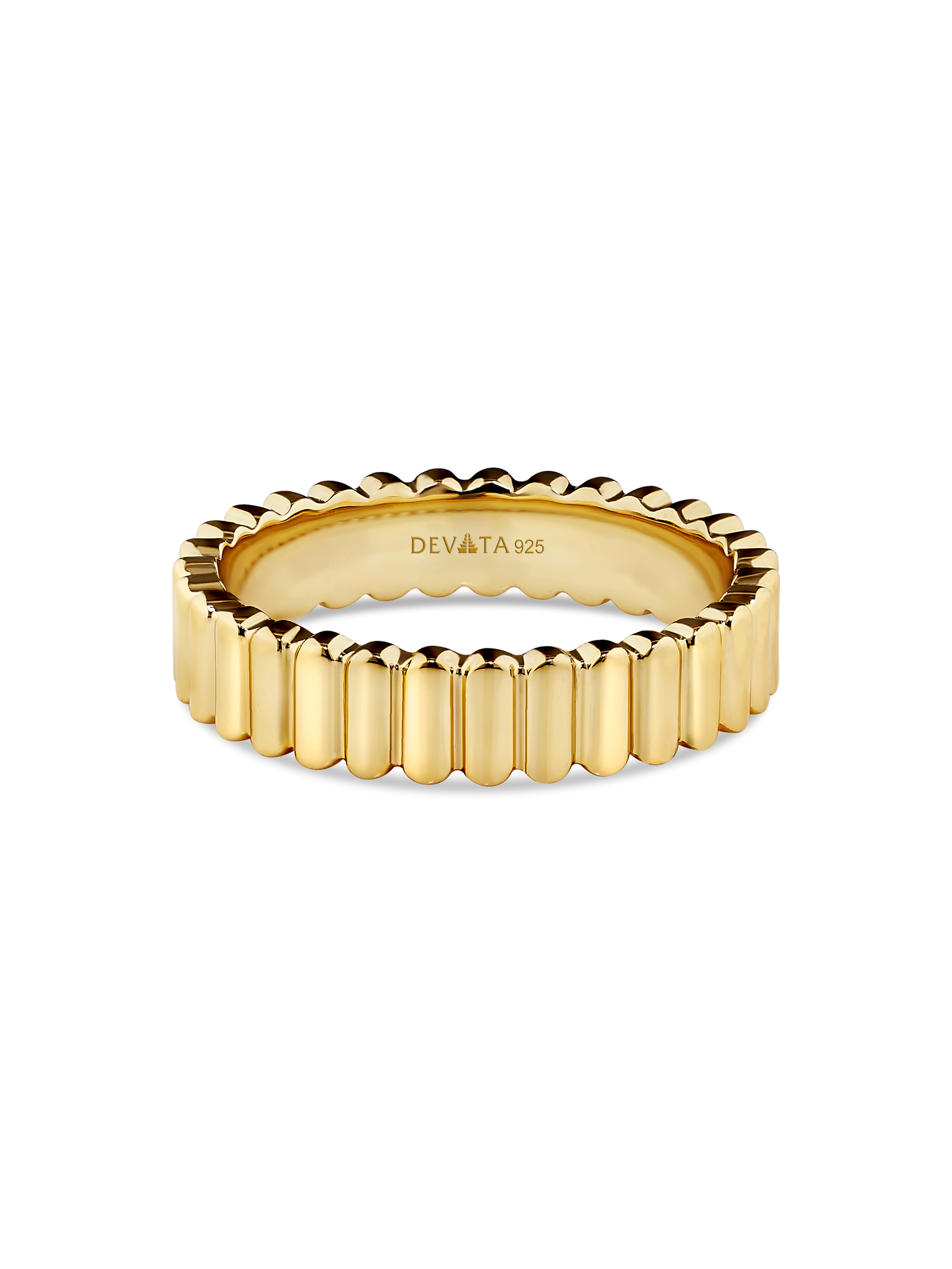Ribbed Band Ring in Gold Plated Sterling Silver