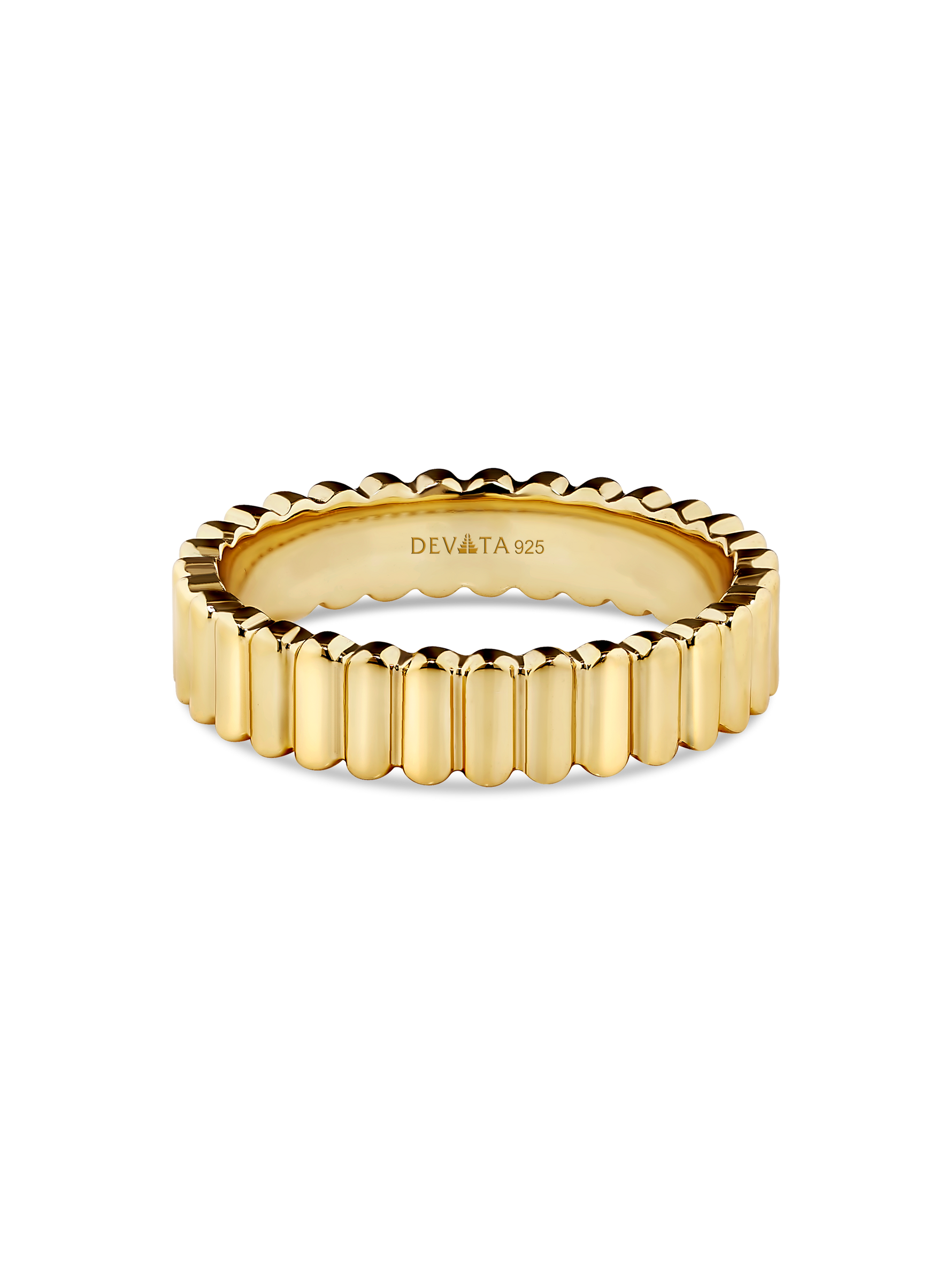 Ribbed Band Ring in Gold Plated Sterling Silver