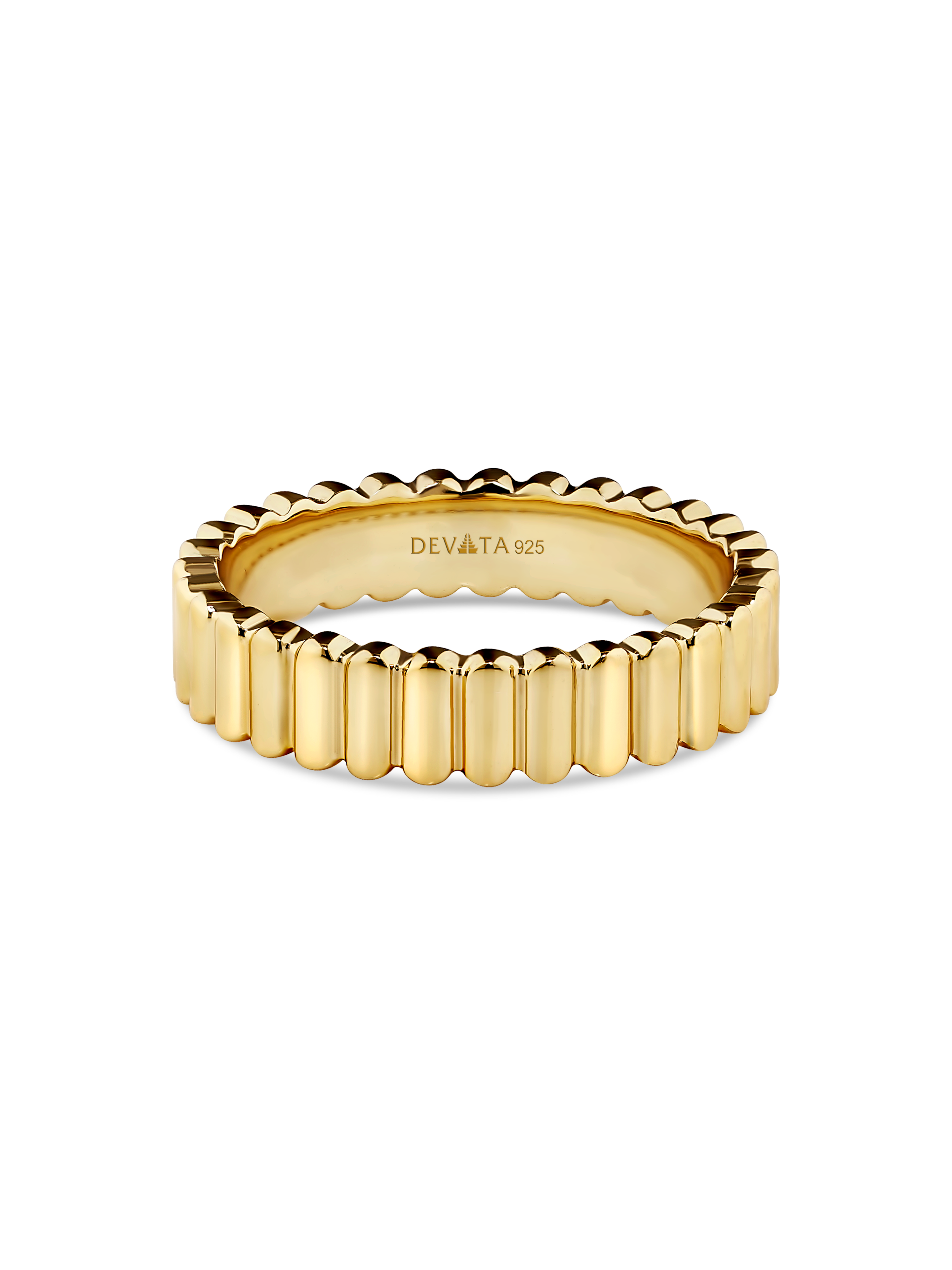 Ribbed Band Ring in Gold Plated Sterling Silver