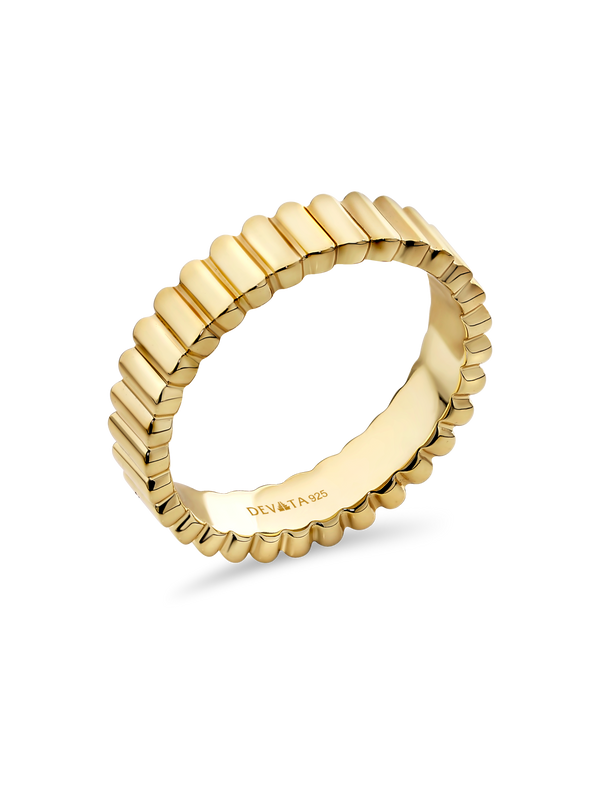 Ribbed Band Ring in Gold Plated Sterling Silver