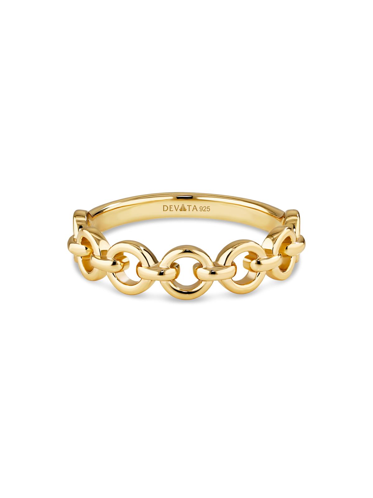 DEVATA Cable Link Ring in Gold Plated Sterling Silver