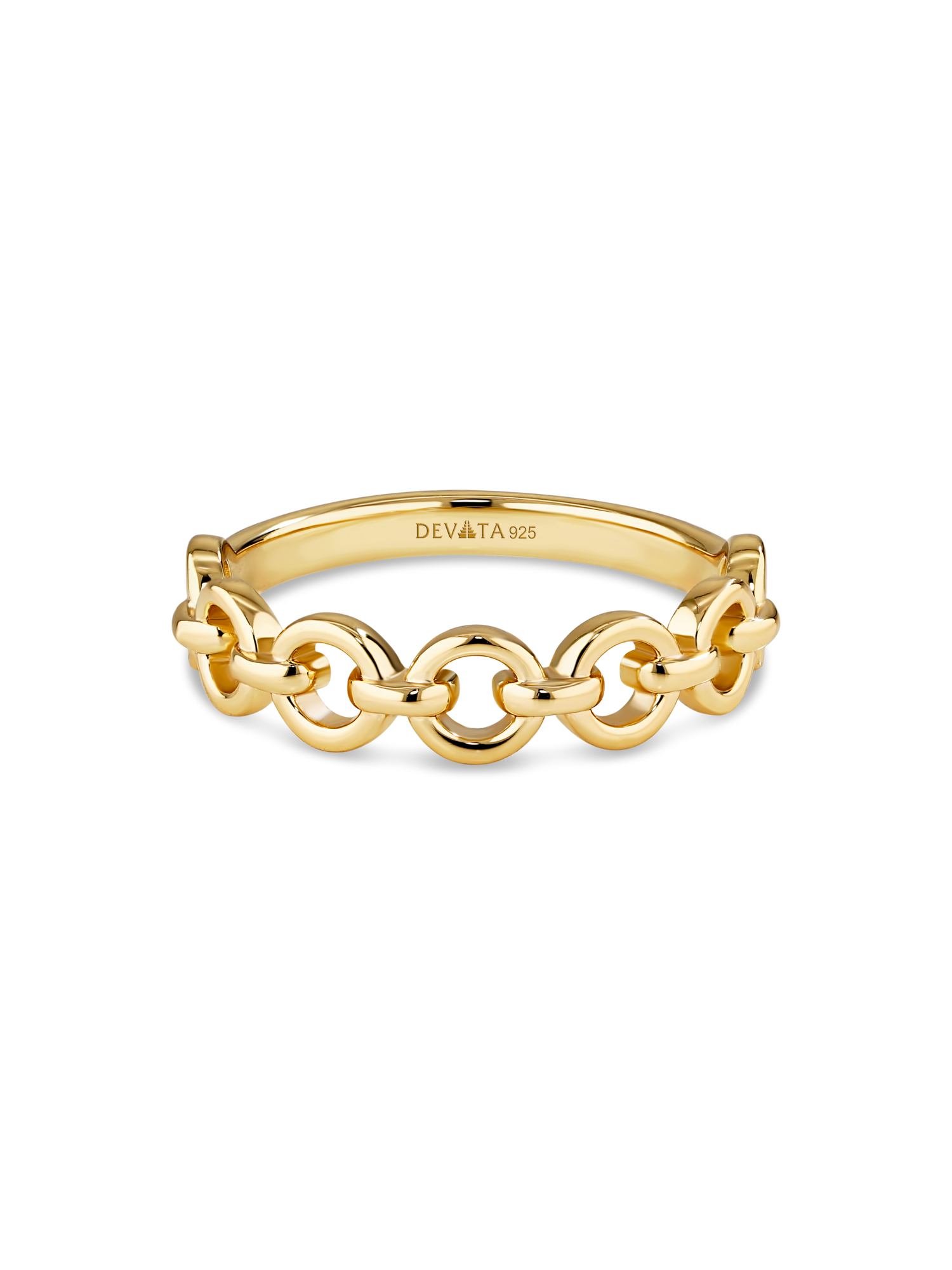 DEVATA Cable Link Ring in Gold Plated Sterling Silver