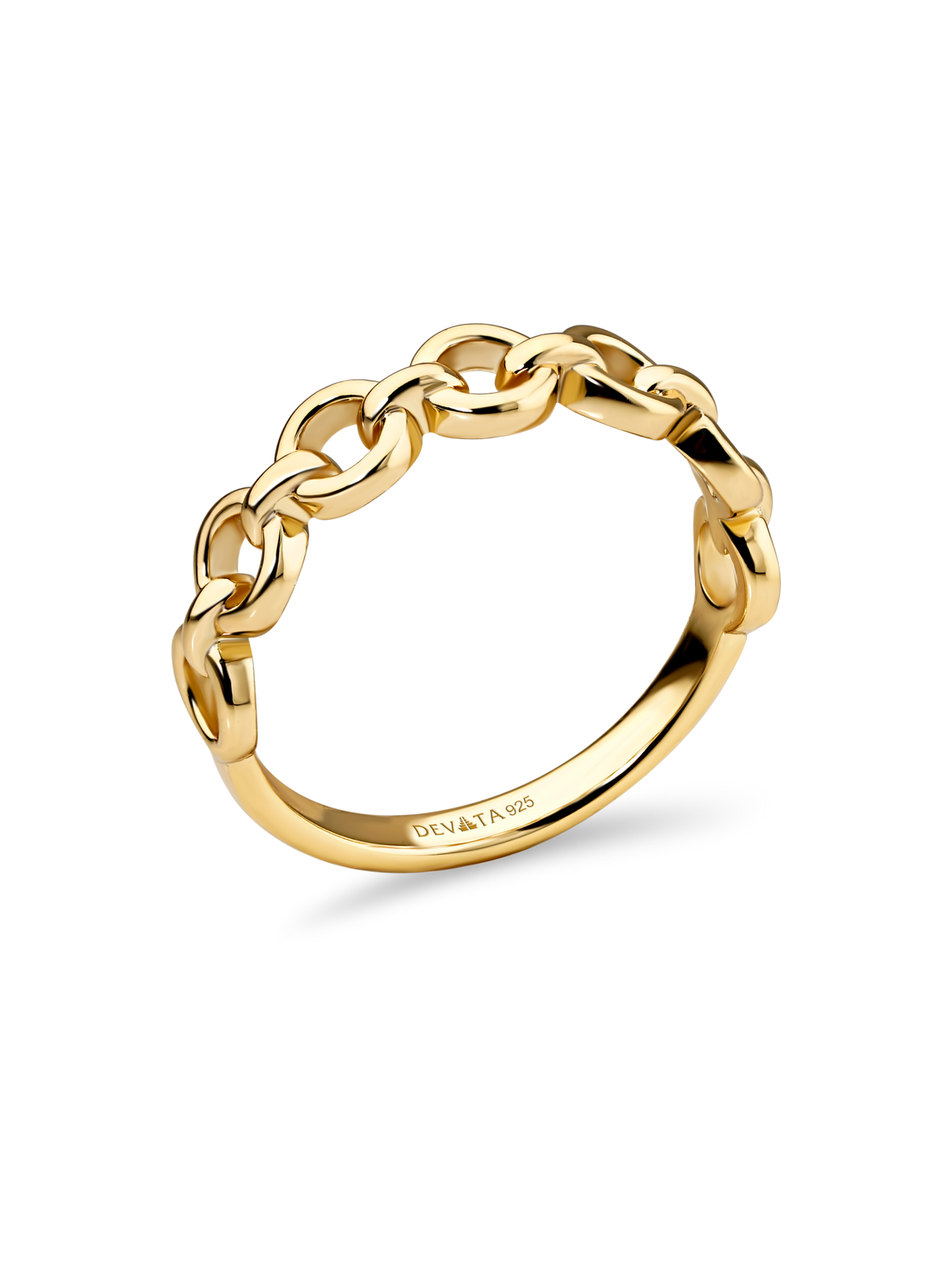 DEVATA Cable Link Ring in Gold Plated Sterling Silver