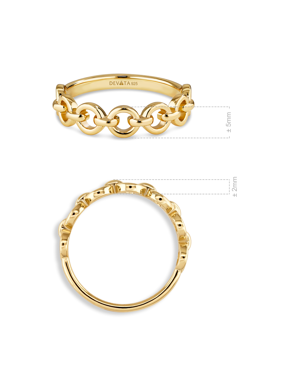 DEVATA Cable Link Ring in Gold Plated Sterling Silver