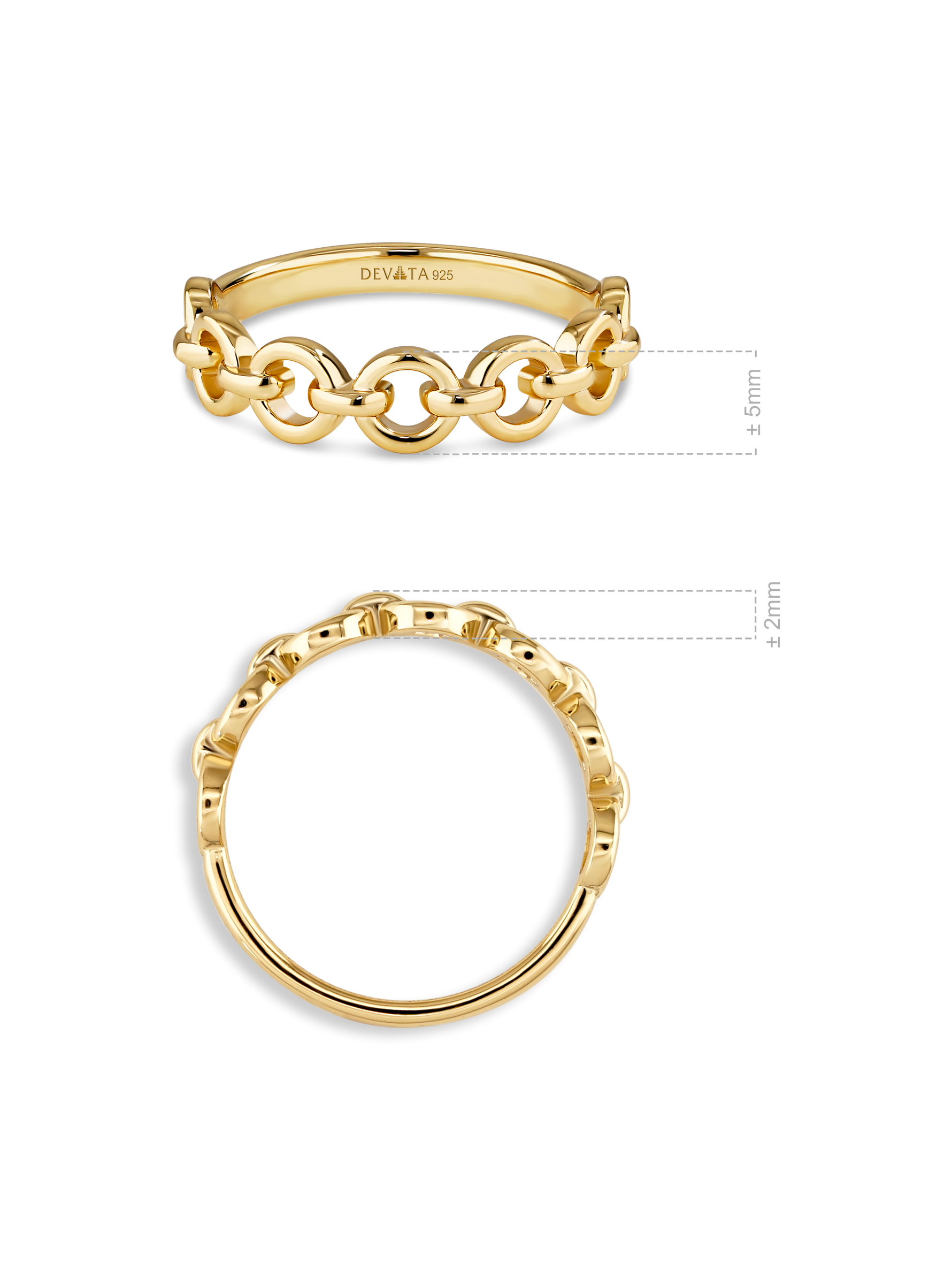 DEVATA Cable Link Ring in Gold Plated Sterling Silver