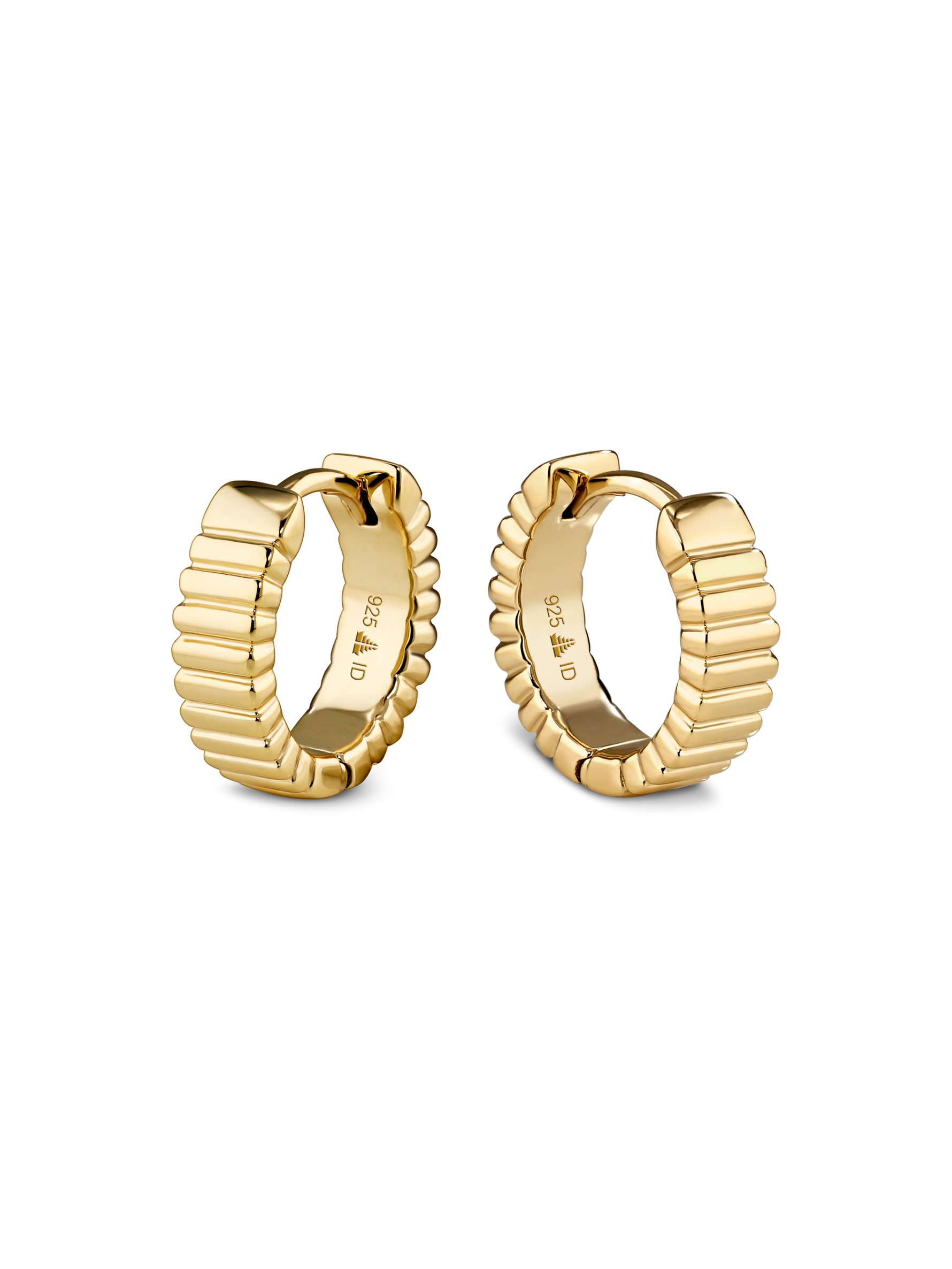 DEVATA Ribbed Hoop Earrings in Gold Plated Sterling Silver#gold-plated