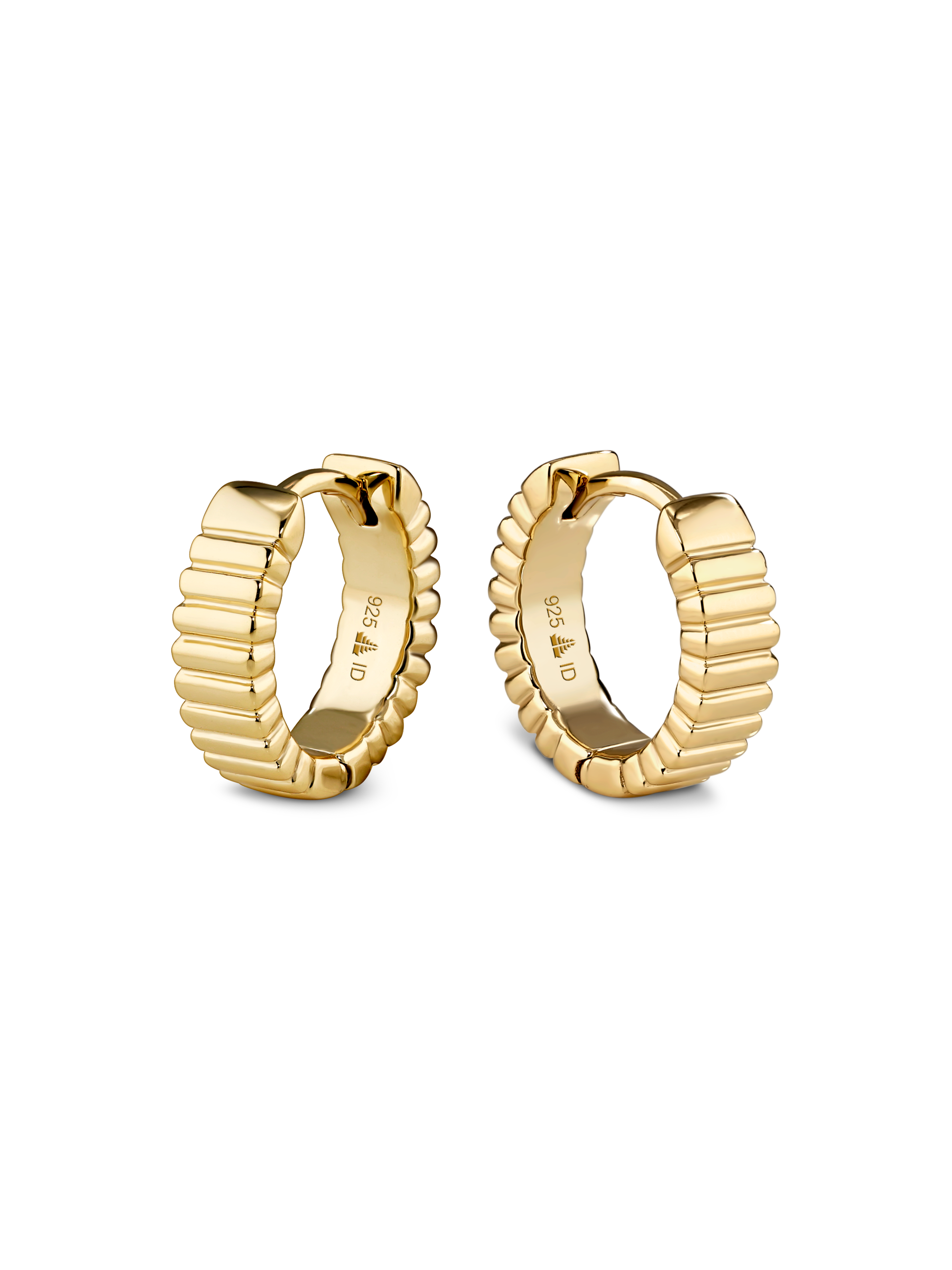 DEVATA Ribbed Hoop Earrings in Gold Plated Sterling Silver#gold-plated