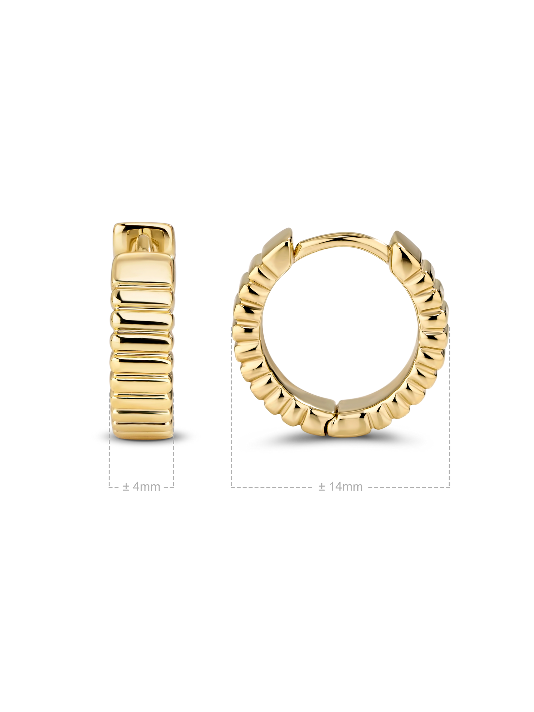 DEVATA Ribbed Hoop Earrings in Gold Plated Sterling Silver