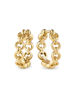 Cable Link Hoop Earrings in Gold Plated Sterling Silver 