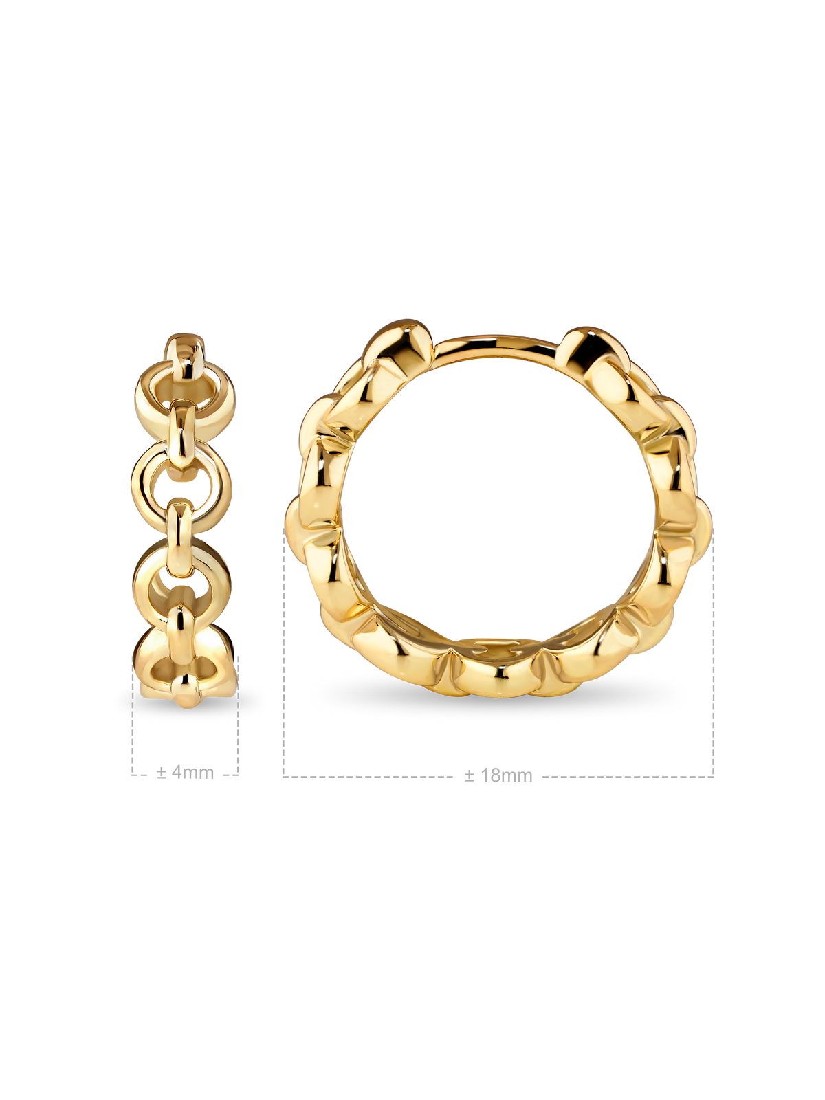 Cable Link Hoop Earrings in Gold Plated Sterling Silver 