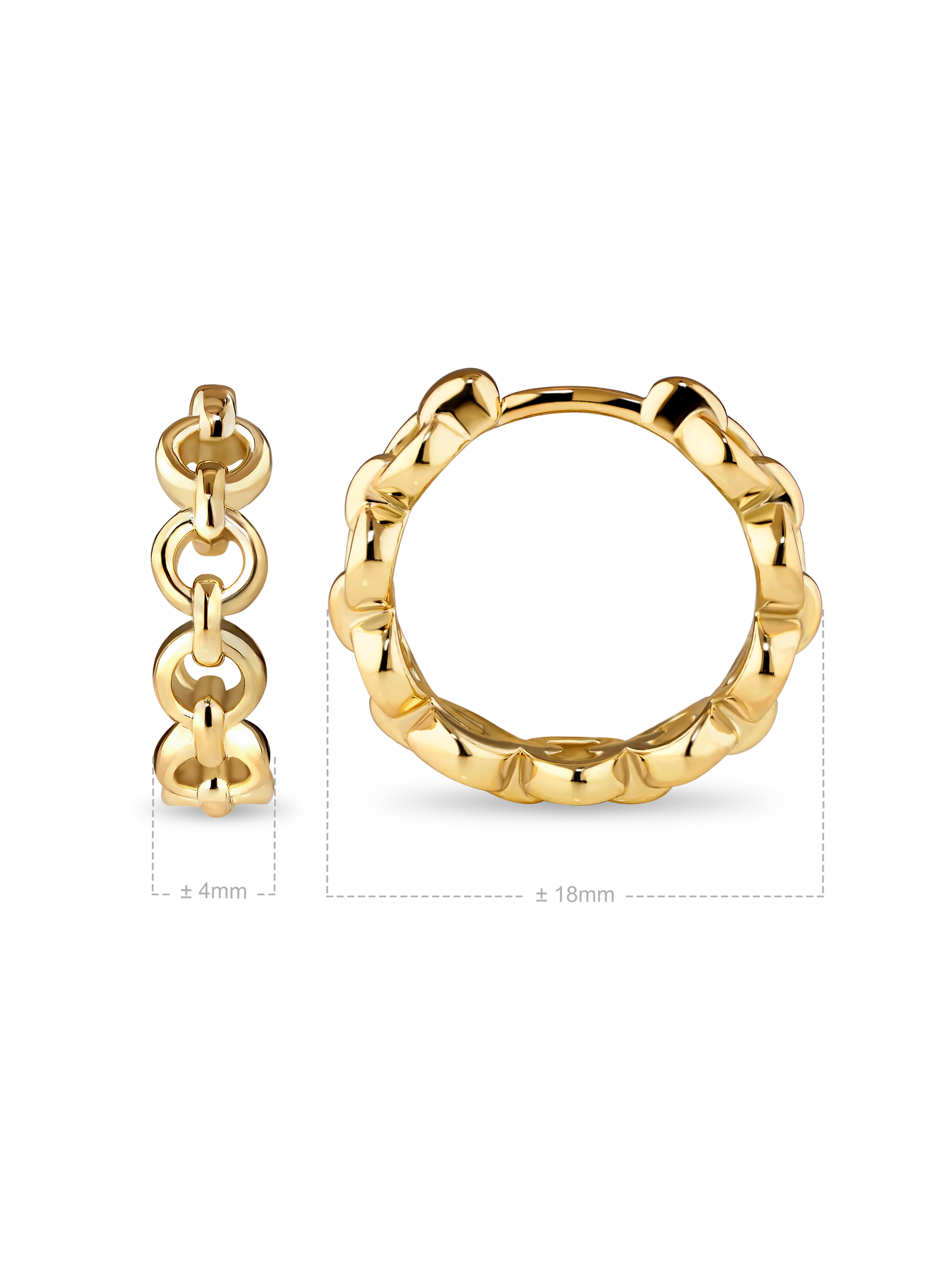 Cable Link Hoop Earrings in Gold Plated Sterling Silver 