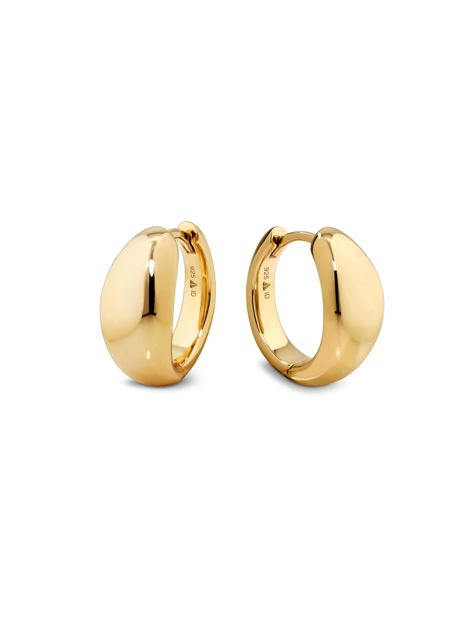 Gold Plated Sterling Silver Dome Hoop Earrings