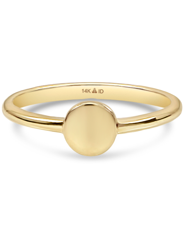 14K Gold Round Disc Ring