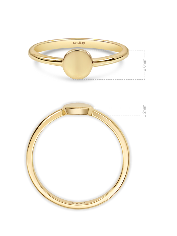 14K Gold Round Disc Ring