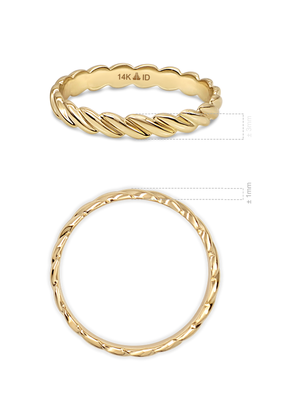 14K Gold Twisted Rope Ring